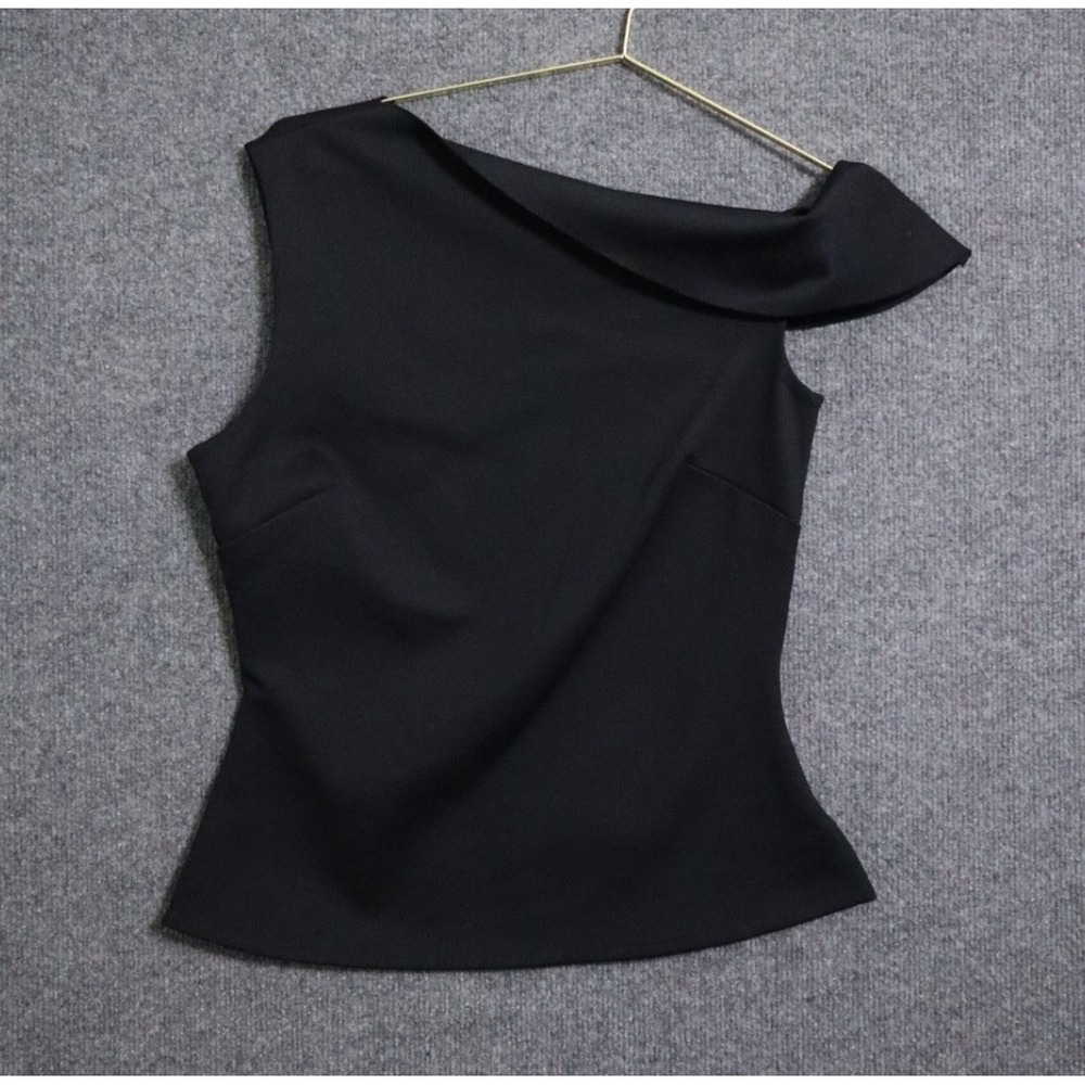 Rosetta Getty Shirt Women Small Black One Shoulder Twisted Scuba Top Asymmetric